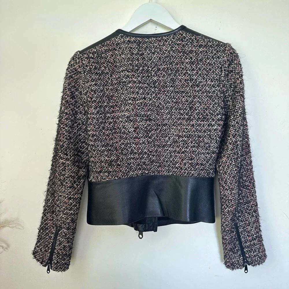 Rebecca Minkoff Ansel Tweed Leather Moto Jacket Size 4
